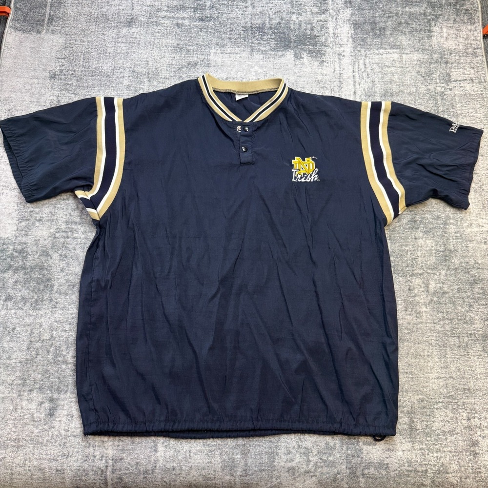 VTG Notre Dame Fighting Irish Jacket Mens XL Henley Windbreaker Warm Up Sideline